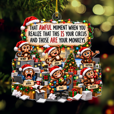 Monkey Coworkers - Personalized Acrylic Ornament, Funny Coworker Bulk Gifts, Gag Gifts For Team