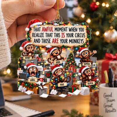 Monkey Coworkers - Personalized Acrylic Ornament, Funny Coworker Bulk Gifts, Gag Gifts For Team