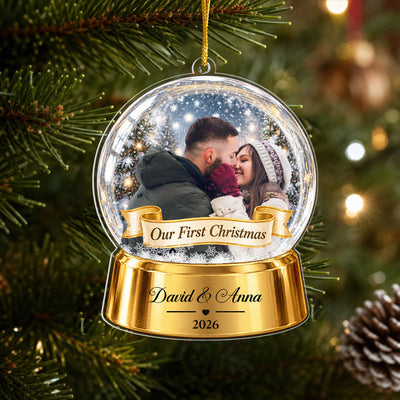 Our First Christmas Snow Globe - Personalized Acrylic Ornament, Gift for Couple