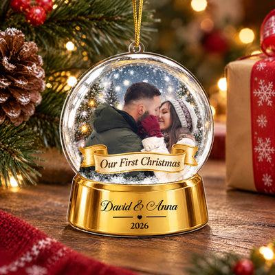 Our First Christmas Snow Globe - Personalized Acrylic Ornament, Gift for Couple