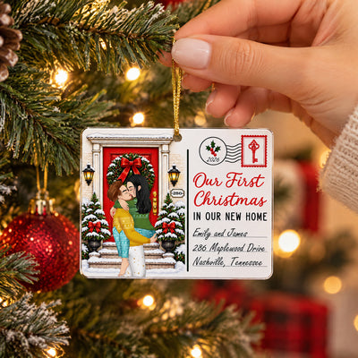 Our First Christmas - Personalized Acrylic Ornament , Kissing Couple Christmas Gift For Couples