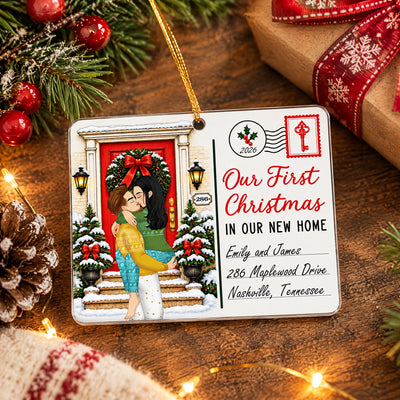 Our First Christmas - Personalized Acrylic Ornament , Kissing Couple Christmas Gift For Couples