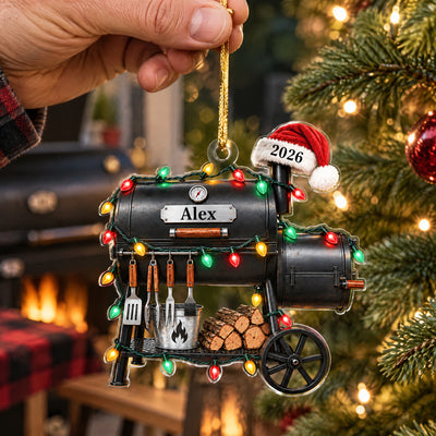BBQ Smoker - Personalized Acrylic Ornament, Custom Name Chill And Grill Christmas Ornament