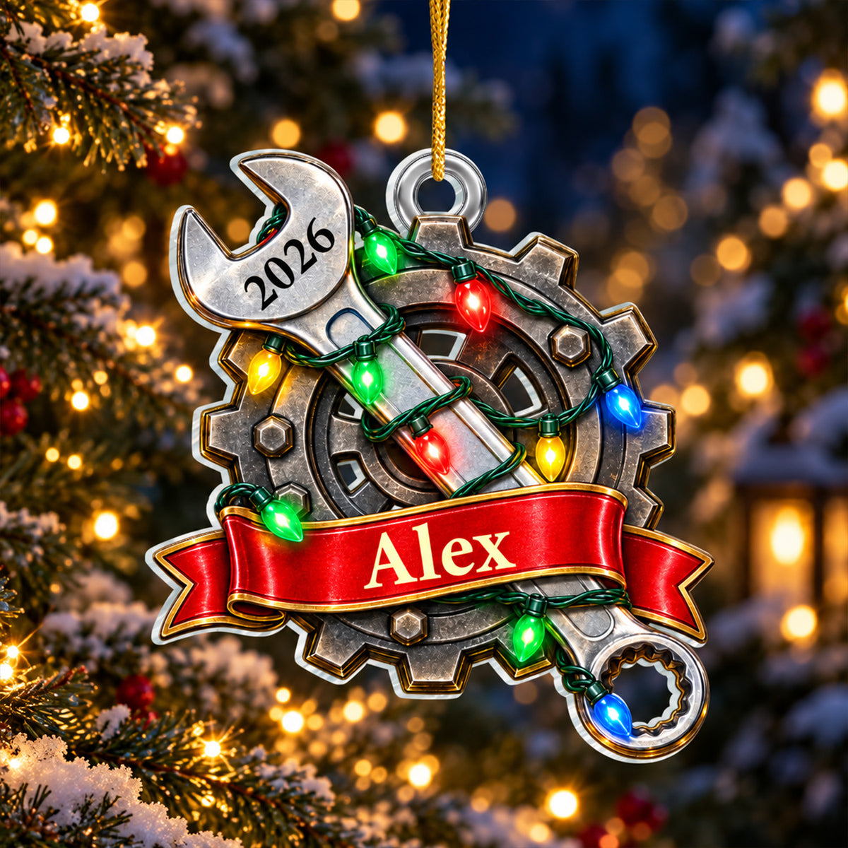 Built To Fix - Personalized Acrylic Ornament, Custom Mechanic Christmas Ornament, Custom Name &amp; Year