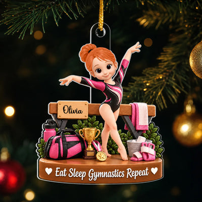 Eat Sleep Gymnastics Repeat - Personalized Acrylic Ornament, Gymnastics Lovers Gift Ornament