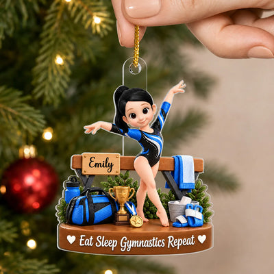 Eat Sleep Gymnastics Repeat - Personalized Acrylic Ornament, Gymnastics Lovers Gift Ornament