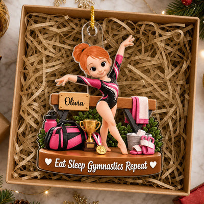 Eat Sleep Gymnastics Repeat - Personalized Acrylic Ornament, Gymnastics Lovers Gift Ornament