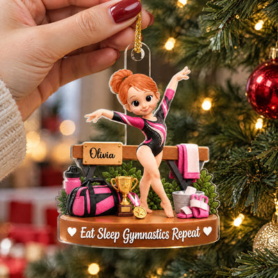 Eat Sleep Gymnastics Repeat - Personalized Acrylic Ornament, Gymnastics Lovers Gift Ornament