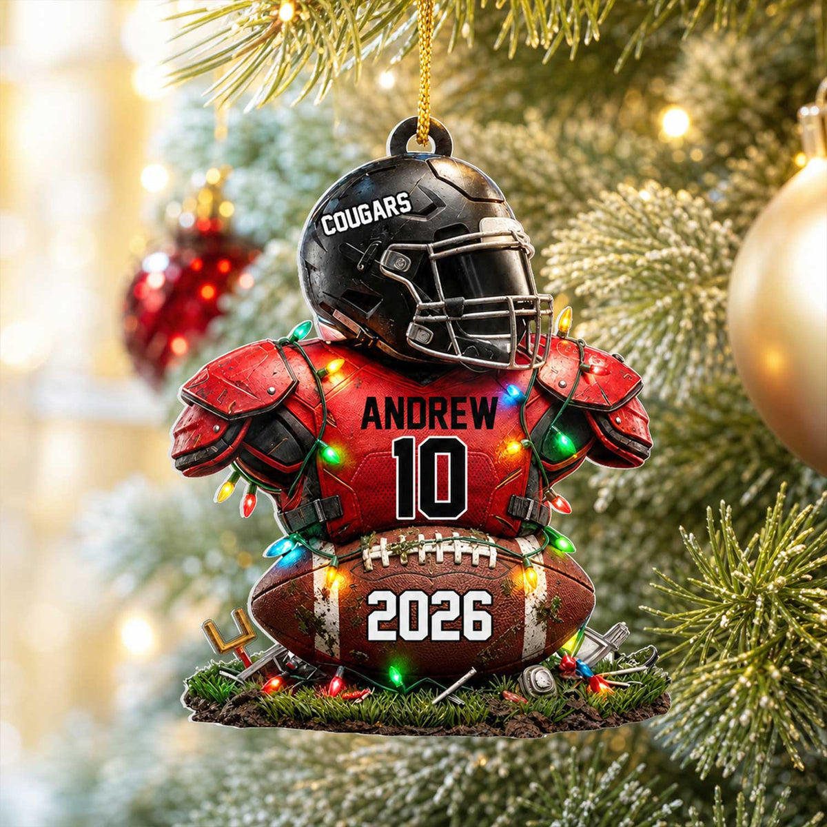 Football Is My Therapy -  Personalized Acrylic Ornament, Football Gift, Custom Team Jersey Keepsake, Senior Night Gift For Son