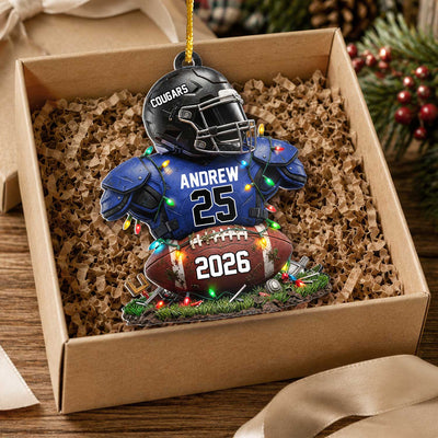 Football Is My Therapy -  Personalized Acrylic Ornament, Football Gift, Custom Team Jersey Keepsake, Senior Night Gift For Son