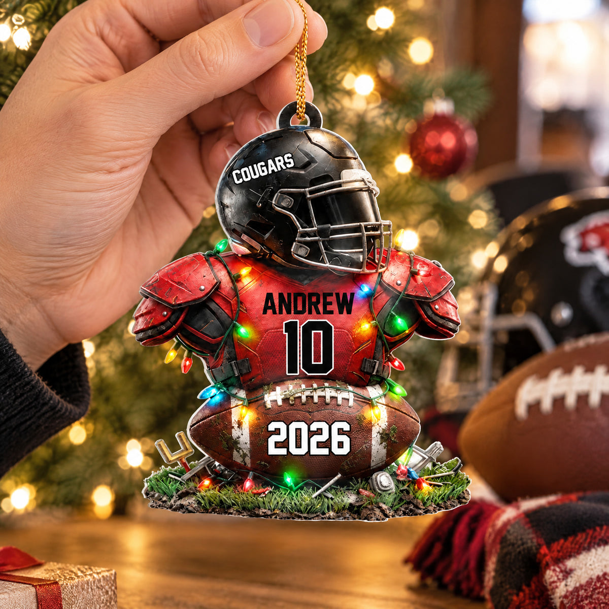 Football Is My Therapy -  Personalized Acrylic Ornament, Football Gift, Custom Team Jersey Keepsake, Senior Night Gift For Son