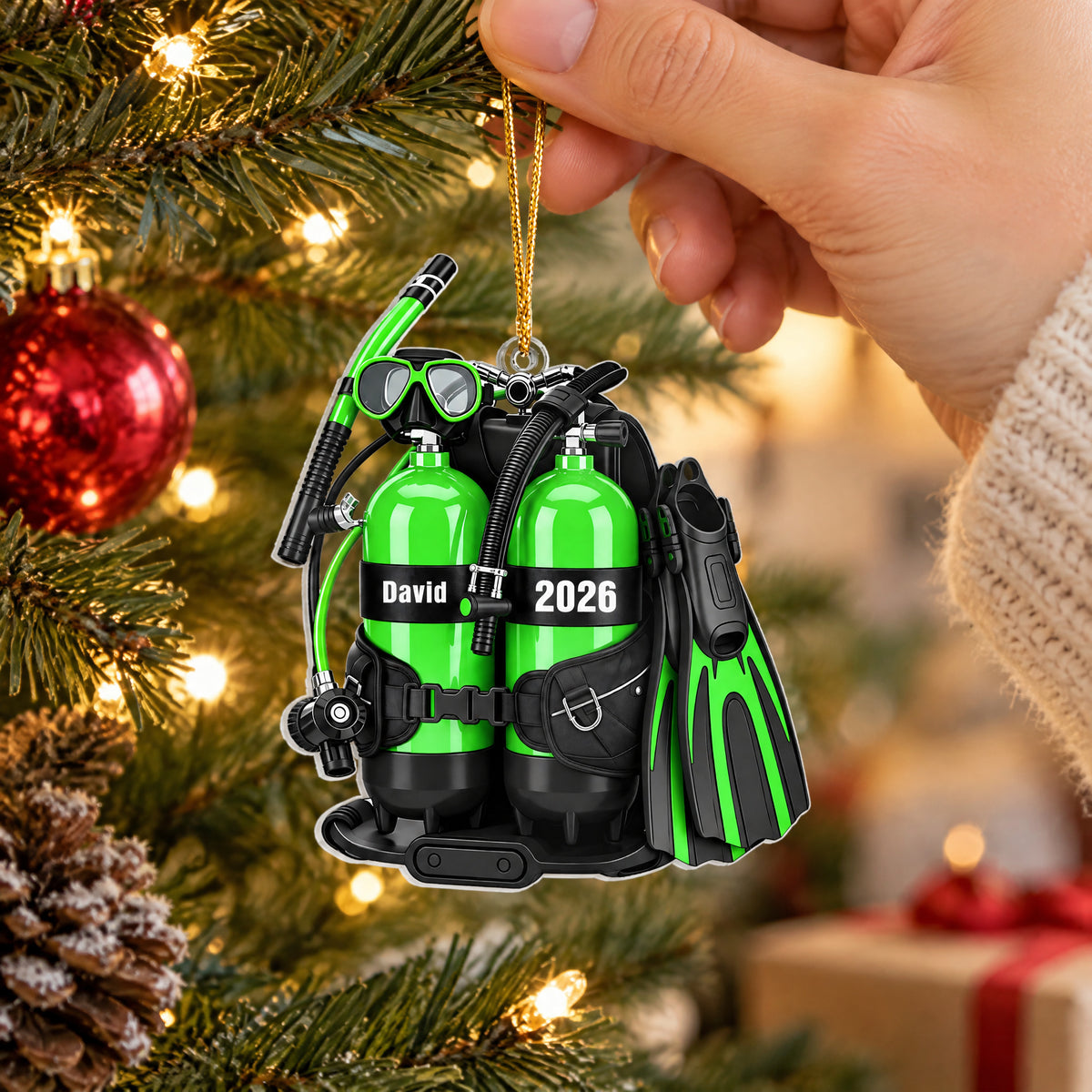 Scuba Diving- Personalized Acrylic Ornament, Diver Christmas Decoration