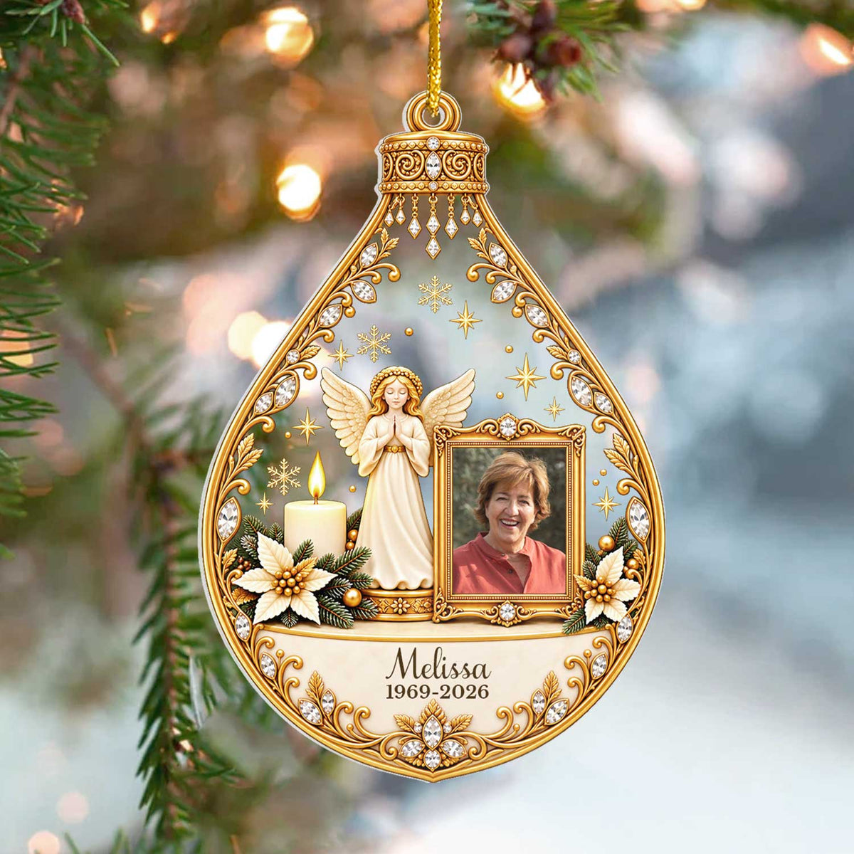 My Angel Forever - Personalized Acrylic Ornament, Custom Name And Photo Memorial Ornament, Sympathy Gift