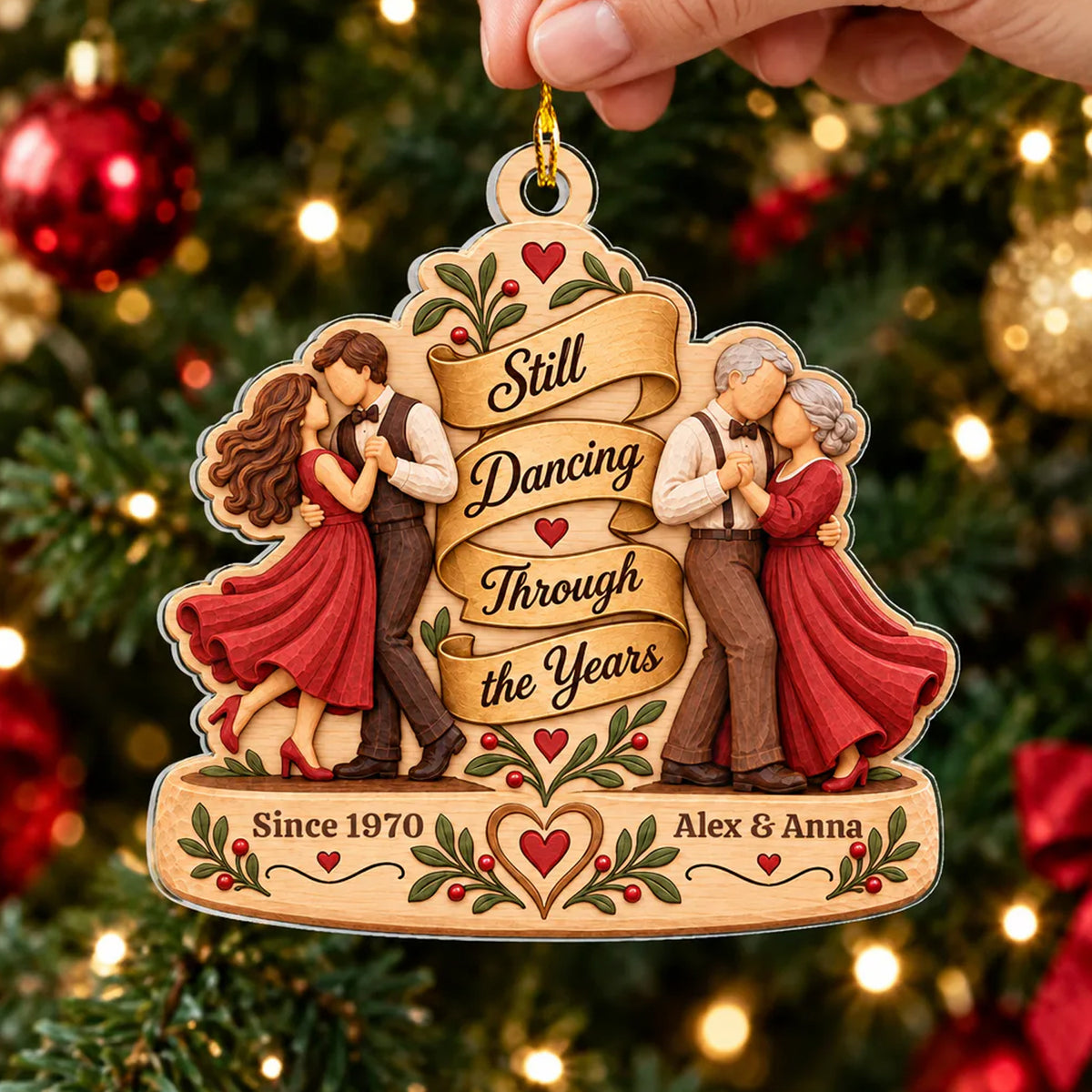 Still Dancing Through the Years Personalized Acrylic Ornament, Custom Couple Anniversary Christmas Gift