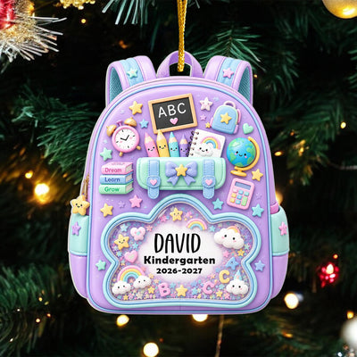 A Special Memory of the Year They Started Their School Journey - Personalized Acrylic Ornament, School Backpack Christmas Ornament