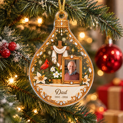 Christian Memorial Christmas  - Personalized Acrylic Ornament,  Custom Photo In Loving Memory Acrylic Ornament