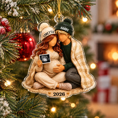 Pregnancy Christmas - Personalized Acrylic Ornament, Expecting Parents Baby Keepsake