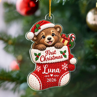 Baby's First Christmas - Personalized Acrylic Ornament, Baby Stocking Ornament, First Christmas Keepsake