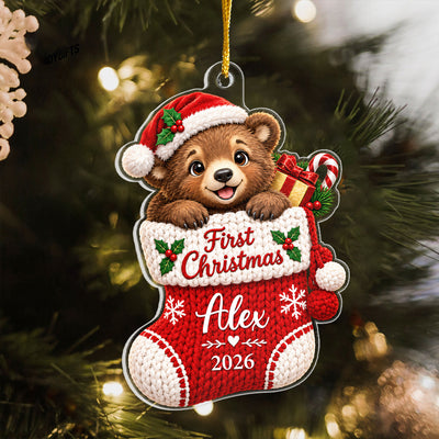 Baby's First Christmas - Personalized Acrylic Ornament, Baby Stocking Ornament, First Christmas Keepsake
