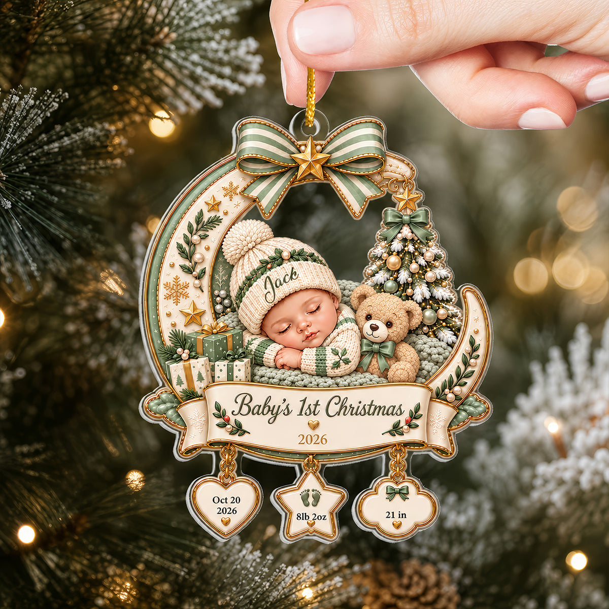 First Christmas Of My Baby - Personalized Acrylic Ornament, Baby First Christmas Acrylic Ornament, Custom Newborn Name Ornament
