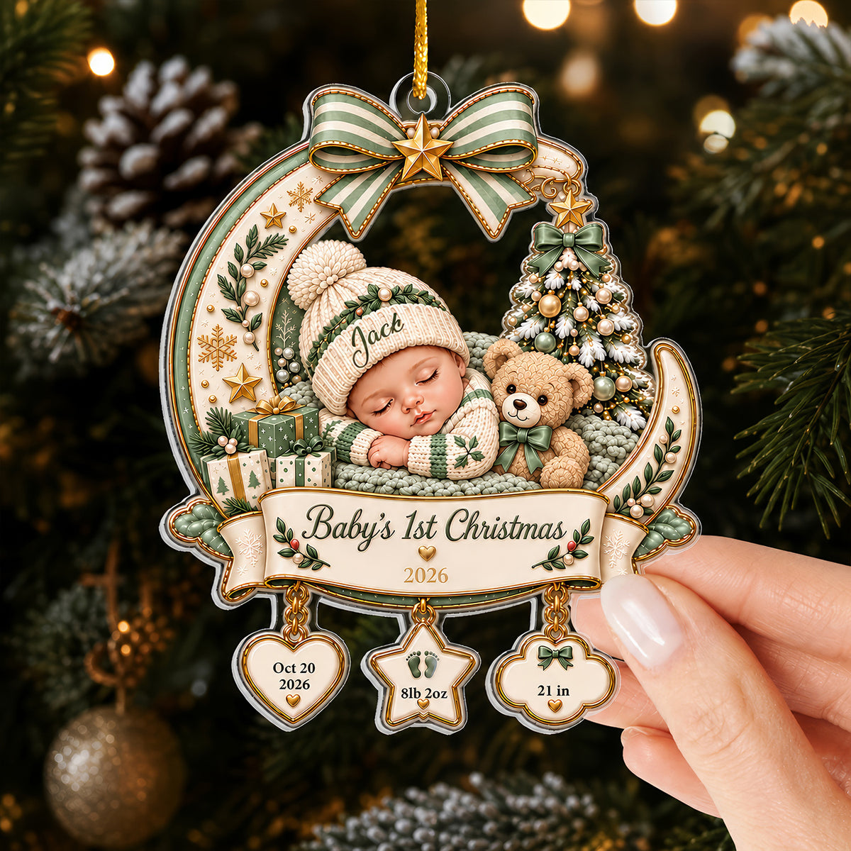 First Christmas Of My Baby - Personalized Acrylic Ornament, Baby First Christmas Acrylic Ornament, Custom Newborn Name Ornament