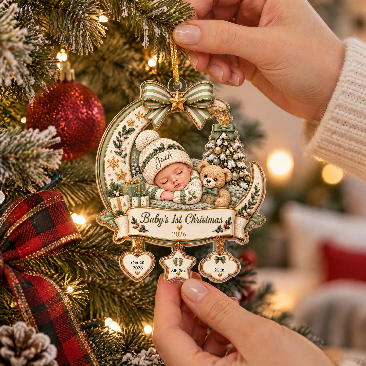 First Christmas Of My Baby - Personalized Acrylic Ornament, Baby First Christmas Acrylic Ornament, Custom Newborn Name Ornament