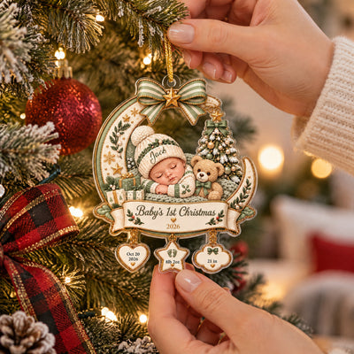 First Christmas Of My Baby - Personalized Acrylic Ornament, Baby First Christmas Acrylic Ornament, Custom Newborn Name Ornament