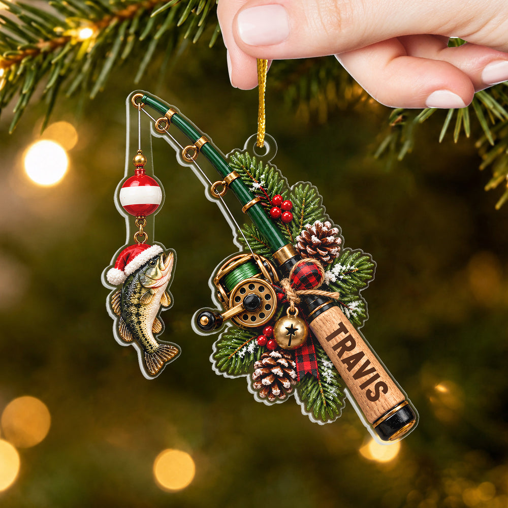 Personalized Fishing Acrylic Christmas Ornament with Name - CustomizeAF™