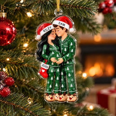 Expecting Couple Christmas, Personalized Acrylic Ornament, Custom Names & Dog Family Ornament, Pregnancy Gift, New Parents Keepsake 2026