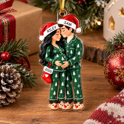 Expecting Couple Christmas, Personalized Acrylic Ornament, Custom Names & Dog Family Ornament, Pregnancy Gift, New Parents Keepsake 2026
