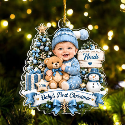 Celebrating Tiny Smiles, Warm Cuddles & First Holiday Memories - Personalized Acrylic Ornament, Baby’s First Christmas Ornament 2026