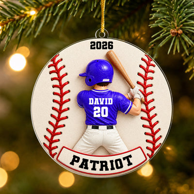Born To Play Ball - Personalized Acrylic Ornament, Custom Baseball Player Ornament, Gift for Him