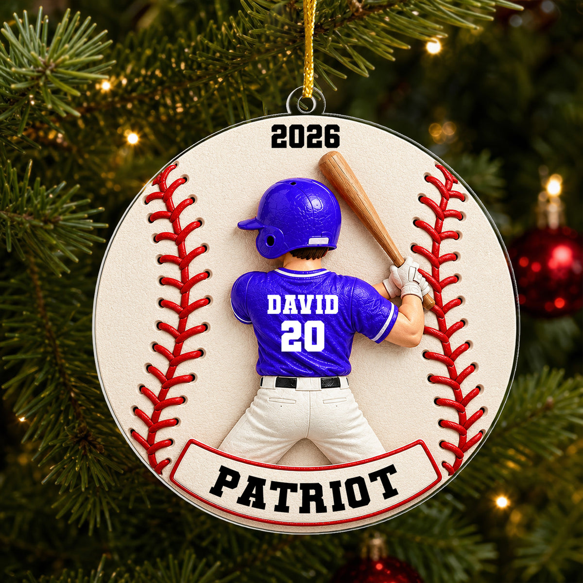 Born To Play Ball - Personalized Acrylic Ornament, Custom Baseball Player Ornament, Gift for Him