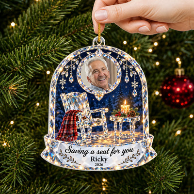 Empty Chair Memorial - Personalized Acrylic Ornament, Custom Photo Christmas Holiday Ornament, Sympathy Gift