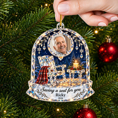 Empty Chair Memorial - Personalized Acrylic Ornament, Custom Photo Christmas Holiday Ornament, Sympathy Gift