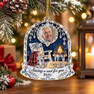 Empty Chair Memorial - Personalized Acrylic Ornament, Custom Photo Christmas Holiday Ornament, Sympathy Gift