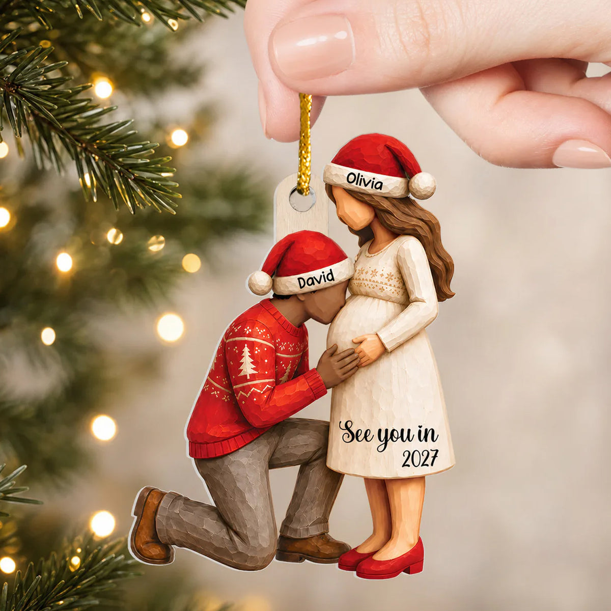 See You Soon - Personalized Acrylic Ornament, Expecting Parents Baby Bump Christmas Keepsake Gift
