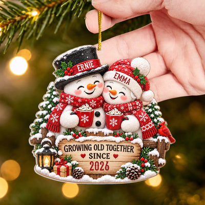 Snowman Couple- Personalized Acrylic Ornament,  Cocoa Christmas Couple, Gift For Him/Her