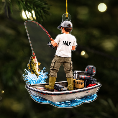 Fishing Is My Therapy - Personalized Acrylic Ornament, Custom Name Angler Keepsake, Fishing Gift