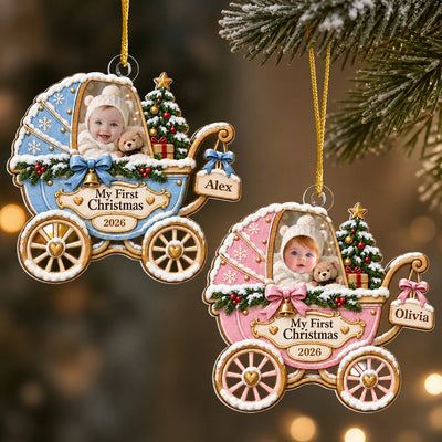 Cute Baby First Christmas - Personalized Acrylic Ornament, Christmas Gift For New Baby