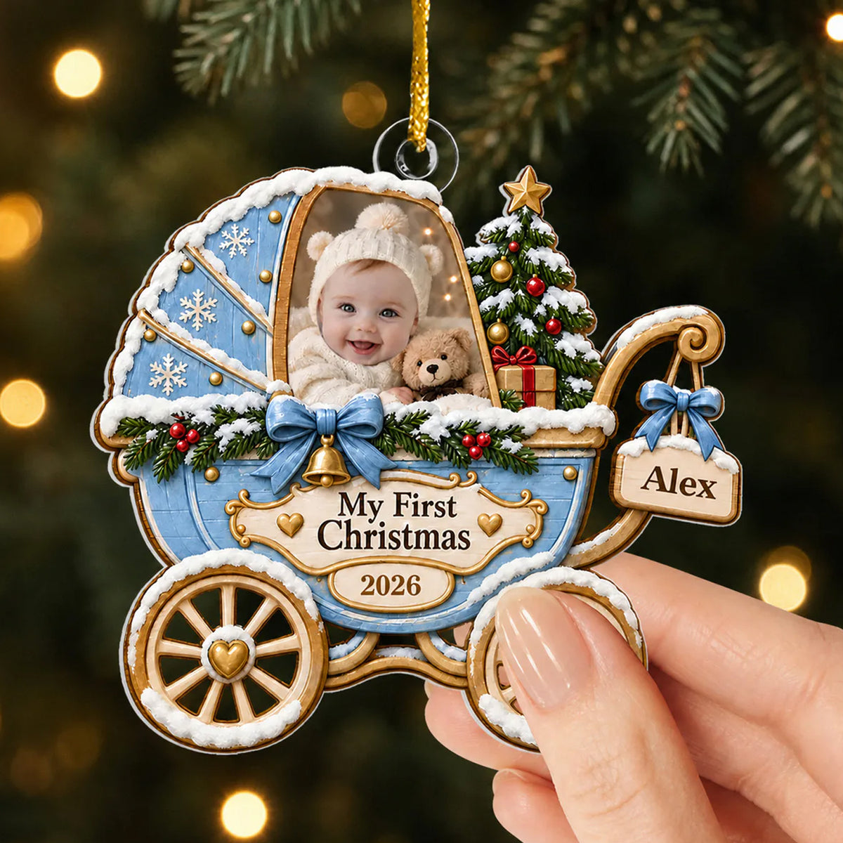 Cute Baby First Christmas - Personalized Acrylic Ornament, Christmas Gift For New Baby