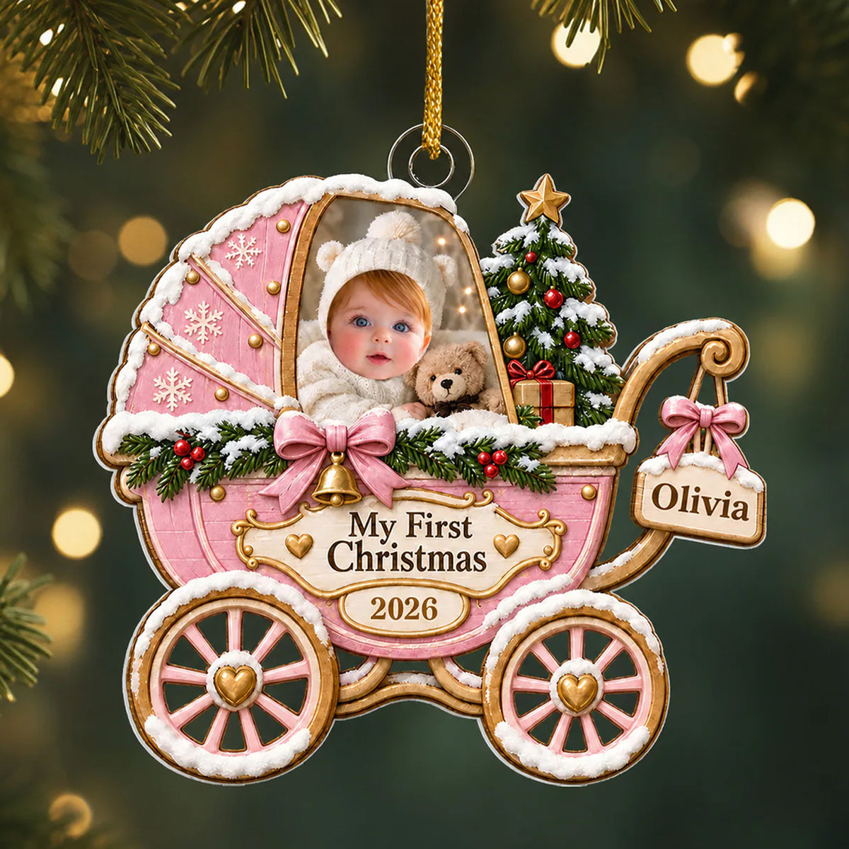 Cute Baby First Christmas - Personalized Acrylic Ornament, Christmas Gift For New Baby