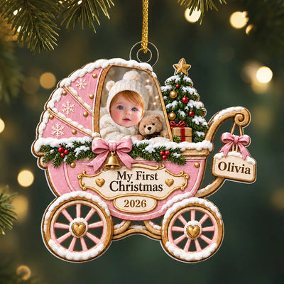 Cute Baby First Christmas - Personalized Acrylic Ornament, Christmas Gift For New Baby