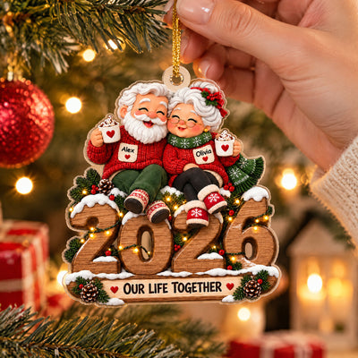 Cozy Couple Giant Numbers Christmas - Personalized Acrylic Ornament, Custom Couple Name Christmas Ornament, Gift For Couple