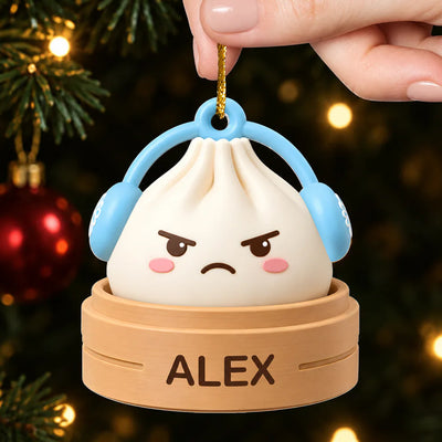 My Little Dumpling Christmas - Personalized Acrylic Ornament, Custom Squishy Ornament, Dumpling in Steamer Gift