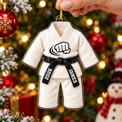 Karate Fist Icon - Personalized Acrylic Ornament, Karate Uniform Ornament, Christmas Gift for Karate Student