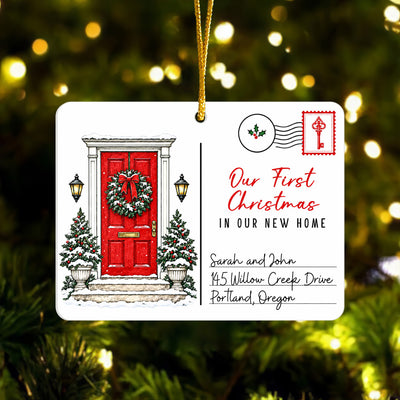 First Home With Us - Personalized Acrylic Ornament, Custom Couple Name And Address Ornament, Gift for Couple
