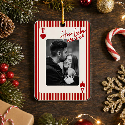 How Lucky Are We - Personalized Acrylic Ornament, Custom Name And Photo Couple Ornament, Gift for Couple