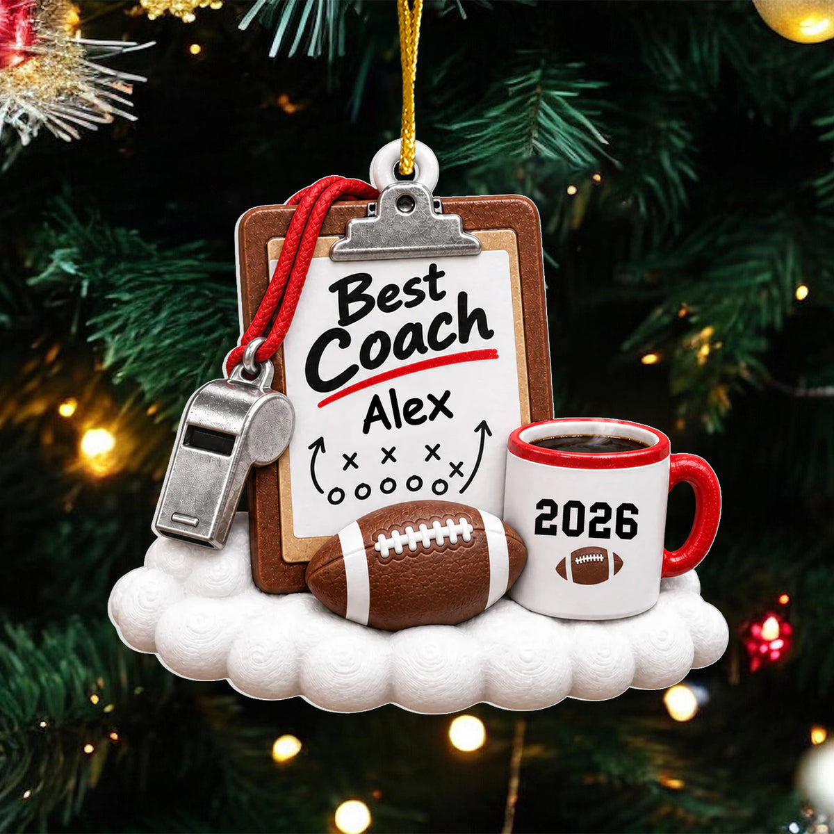 Best Coach Playbook - Personalized Acrylic Ornament, Christmas Gift For Football Coach