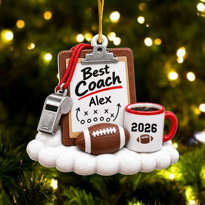 Best Coach Playbook - Personalized Acrylic Ornament, Christmas Gift For Football Coach